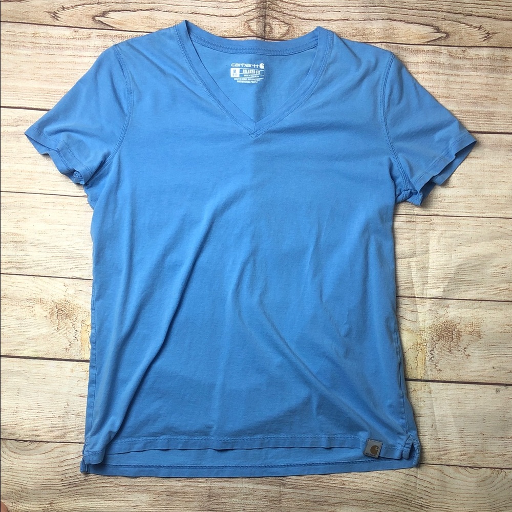Carhartt Women's Sky Blue V-Neck Tee 💚